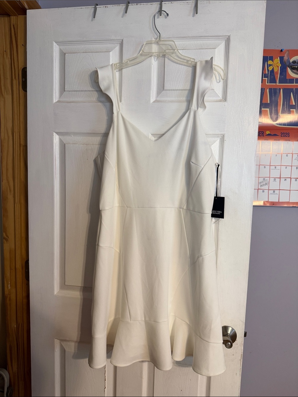 Simply Vera Vera Wang Ivory V-Neck Fit & Flare Mini Dress